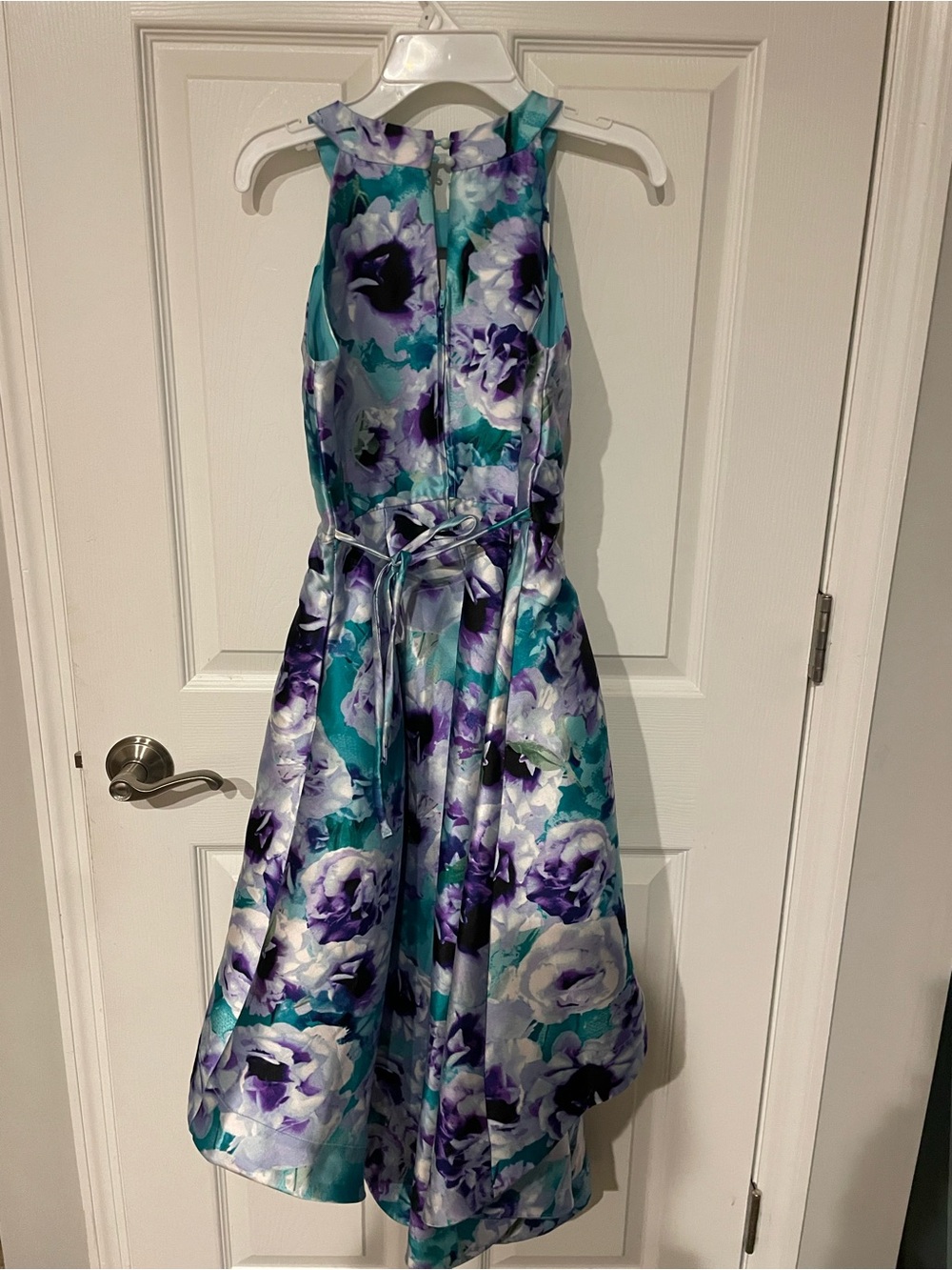 Speechless Teal and Purple Floral Fit-and-Flare Dress